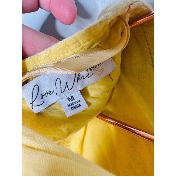 LOVE WHIT Yellow 100% Cotton Crewneck Short Sleeve Tie Back Dress Size Medium - Picture 10 of 14
